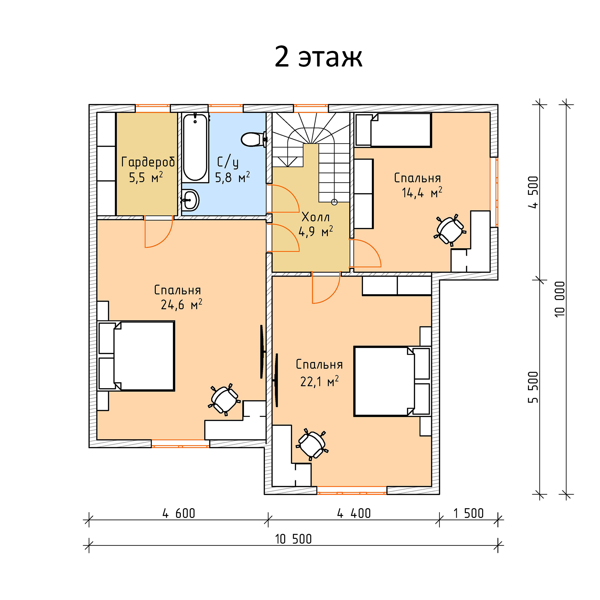 Каркасный дом по проекту «Купеческий-1», 11,7х10,0 м площадью 177,7 м2 по  цене 3802500 руб. в Нижнем Новгороде